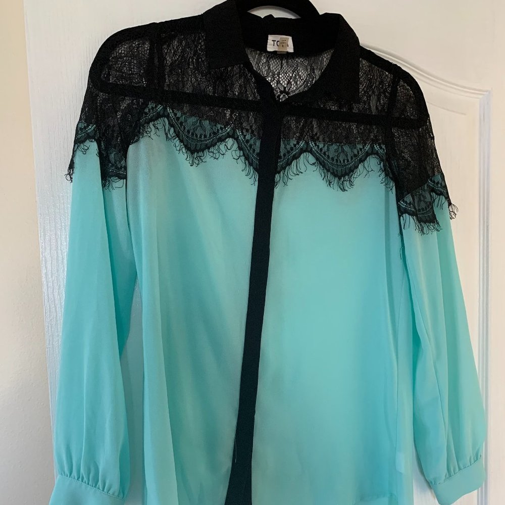 Tobi Lace Top Blouse/Tunic, Turquoise